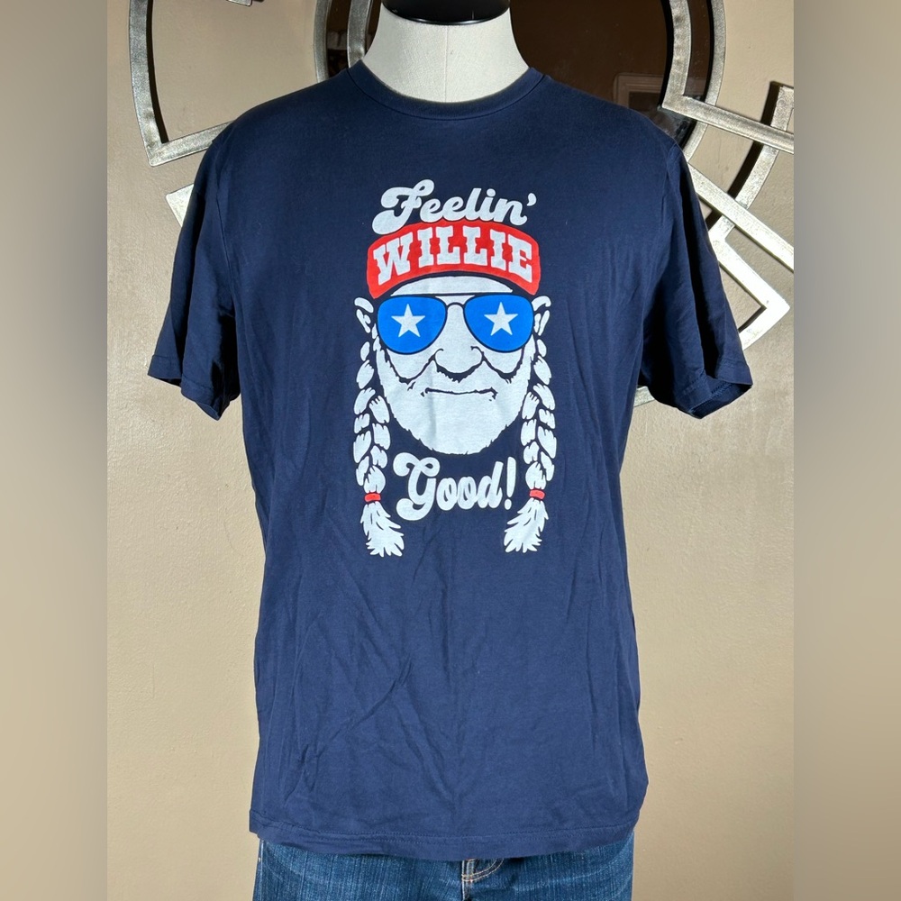 Willie Nelson "Feelin' Willie Good" Jedco Men's‎ MD  Patriotic Graphic T-shirt